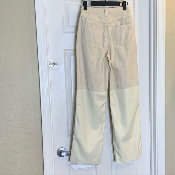 Mistress Rocks Faux Leather and Twill Paneled Pants Cream Size Extra Small - Picture 5 of 10
